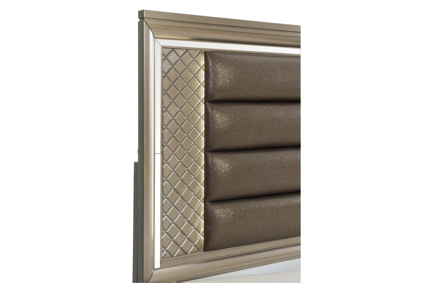 Loudon Champagne Metallic Finish Modern Contemporary Solid Wood Upholstered Bedroom Set - Ella Furniture