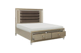 Loudon Champagne Metallic Finish Modern Contemporary Solid Wood Upholstered Bedroom Set - Ella Furniture