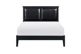 Seabright Black Painted Finish Contemporary Sleek Solid Wood Faux Leather Upholstered Bedroom Set - Ella Furniture