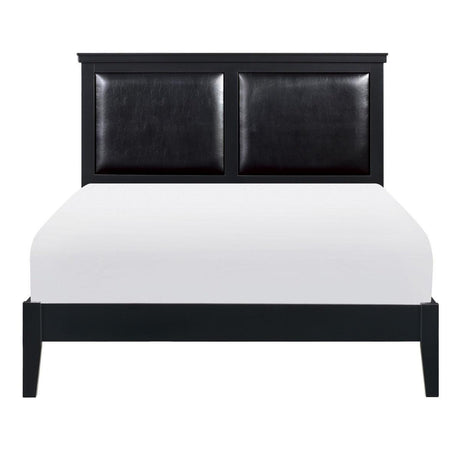 Seabright Black Painted Finish Wood And Engineered Wood Faux Leather Upholstered King Panel Bed - Ella Furniture