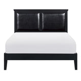 Seabright Black Finish Traditional Engineered Wood Faux Leather Upholstered Youth Full Panel Bed - Ella Furniture