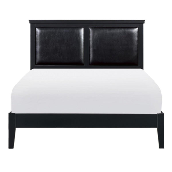 Seabright Black Painted Wood, Engineered Wood Faux Leather Upholstered Full Platform Bedroom Set - Ella Furniture