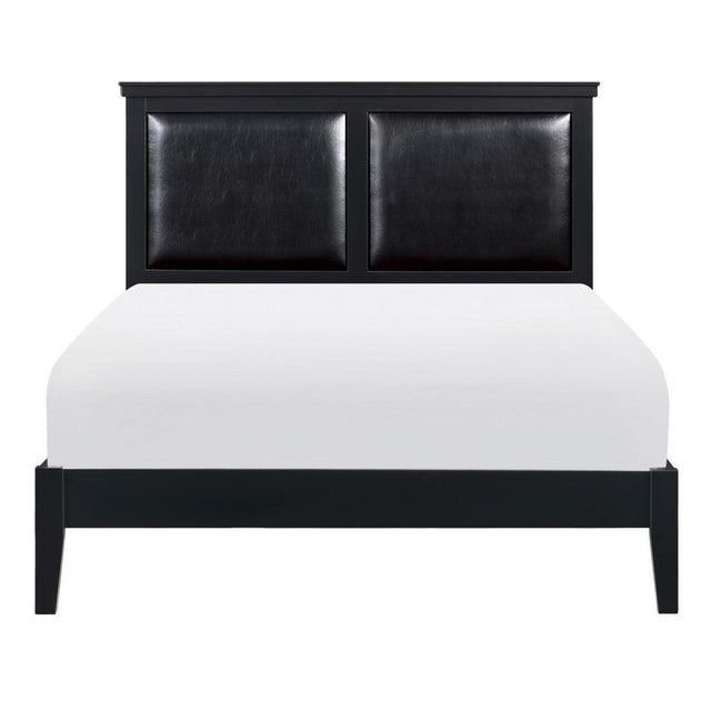 Seabright Black Traditional Wood And Engineered Wood Faux Leather Upholstered Youth Queen Bed - Ella Furniture