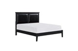 Seabright Black Painted Finish Contemporary Sleek Solid Wood Faux Leather Upholstered Bedroom Set - Ella Furniture