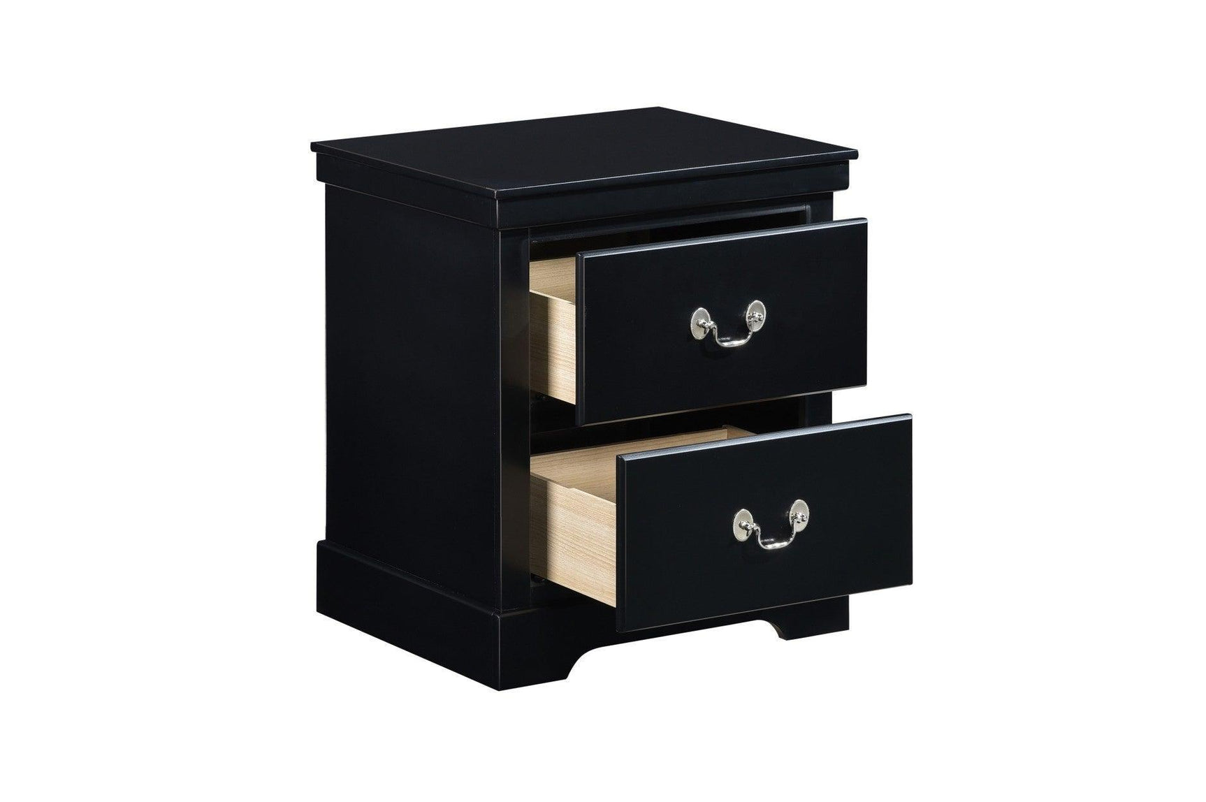 Seabright Black Painted Finish Contemporary Sleek Solid Wood Faux Leather Upholstered Bedroom Set - Ella Furniture