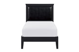 Seabright Black Painted Finish Contemporary Sleek Solid Wood Faux Leather Upholstered Bedroom Set - Ella Furniture