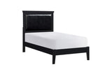 Seabright Black Painted Finish Contemporary Sleek Solid Wood Faux Leather Upholstered Bedroom Set - Ella Furniture