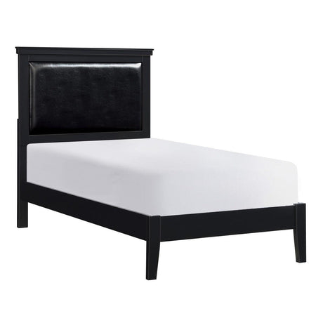 Seabright Black Traditional Wood And Engineered Wood Faux Leather Upholstered Twin Bed - Ella Furniture