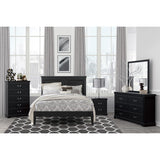 Seabright Black Painted Traditional Engineered Wood Faux Leather Upholstered Queen Panel Bed - Ella Furniture