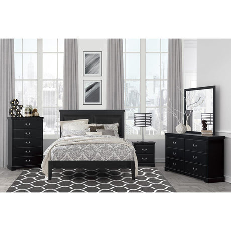 Seabright Black Traditional Wood And Engineered Wood Faux Leather Upholstered Youth Queen Bed - Ella Furniture