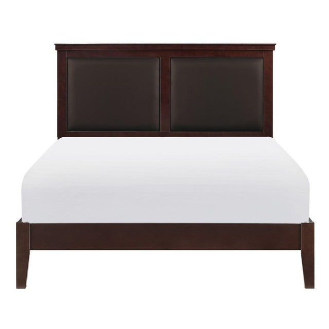 Seabright Cherry Finish Wood And Engineered Wood Faux Leather Upholstered Youth Full Panel Bed - Ella Furniture