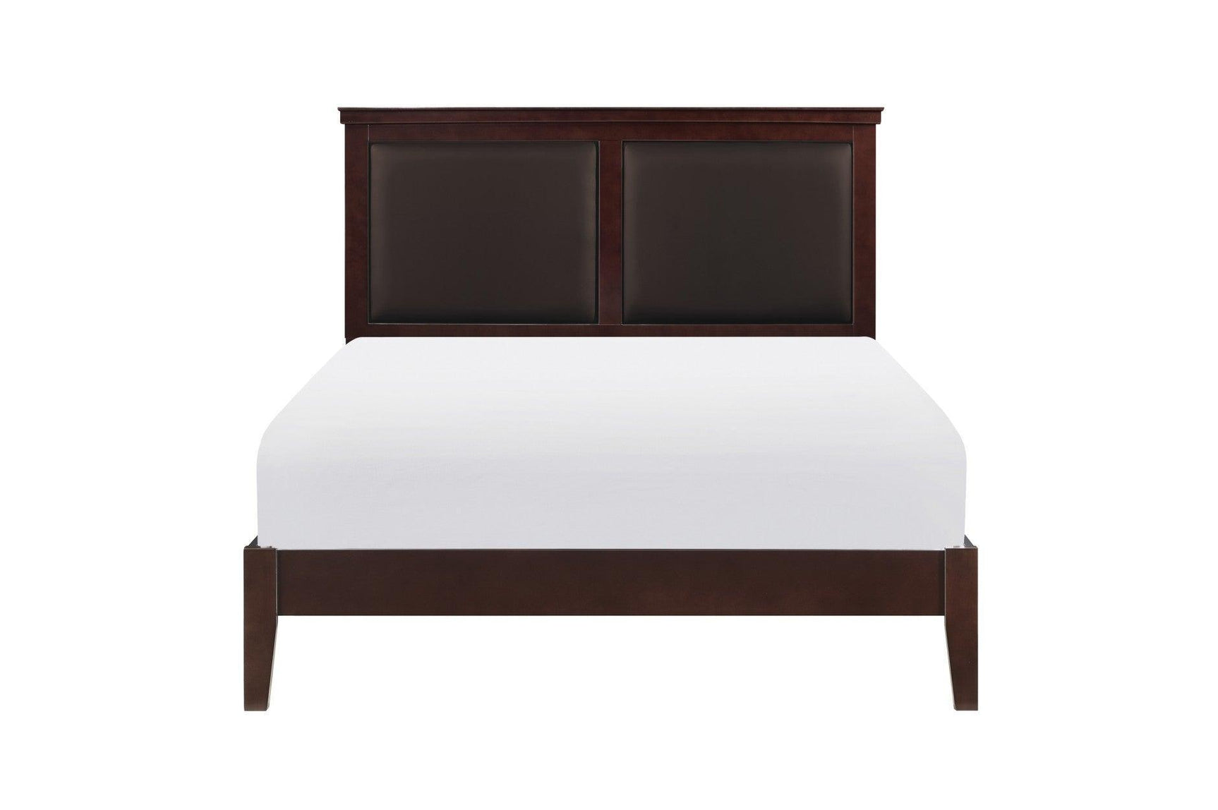 Seabright Cherry Finish Traditional Faux Leather Upholstered Headboard Youth Youth Bedroom Set - Ella Furniture