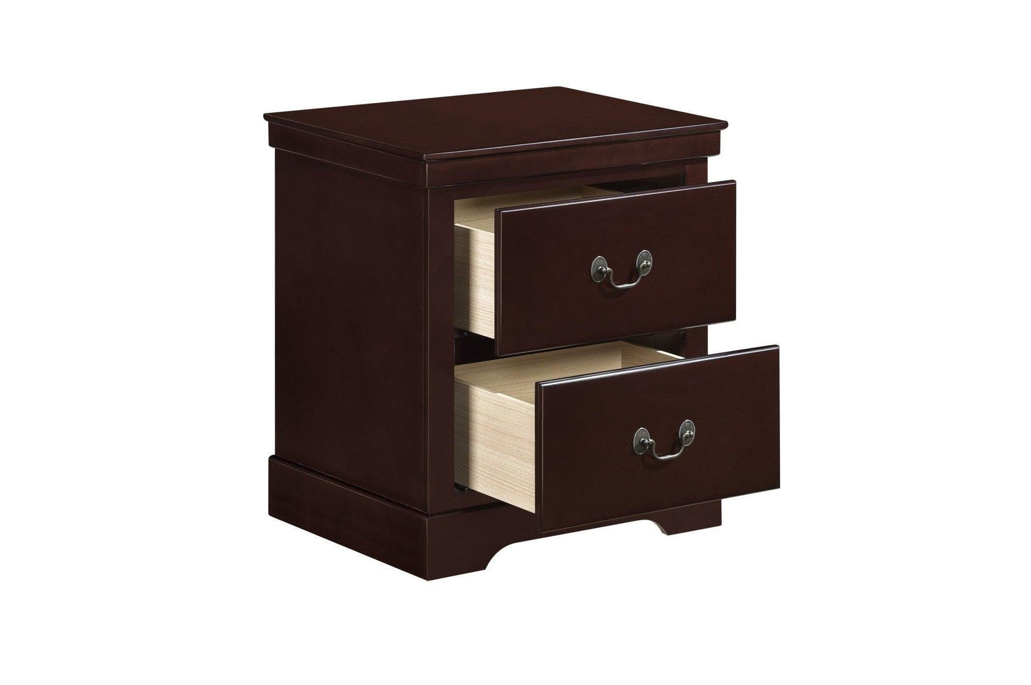 Seabright Cherry Painted Finish Contemporary Sleek Solid Wood Faux Leather Upholstered Bedroom Set - Ella Furniture