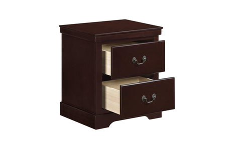 Seabright Cherry Painted Finish Contemporary Sleek Solid Wood Faux Leather Upholstered Bedroom Set - Ella Furniture