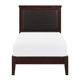 Seabright Cherry Finish Wood And Engineered Wood Faux Leather Upholstered Youth Twin Panel Bed - Ella Furniture