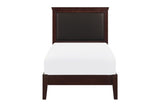 Seabright Cherry Finish Traditional Faux Leather Upholstered Headboard Youth Youth Bedroom Set - Ella Furniture