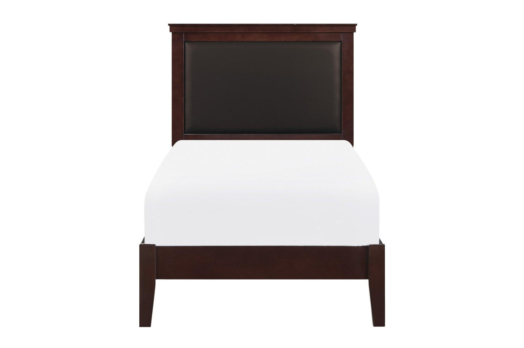 Seabright Cherry Finish Traditional Faux Leather Upholstered Headboard Youth Youth Bedroom Set - Ella Furniture