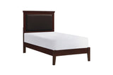 Seabright Cherry Finish Traditional Faux Leather Upholstered Headboard Youth Youth Bedroom Set - Ella Furniture
