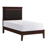 Seabright Cherry Finish Wood And Engineered Wood Faux Leather Upholstered Youth Twin Panel Bed - Ella Furniture