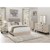 Whiting Cream Faux Wood Veneer Wood Engineered Wood Fabric Upholstered Tufted Full Platform Bed - Ella Furniture