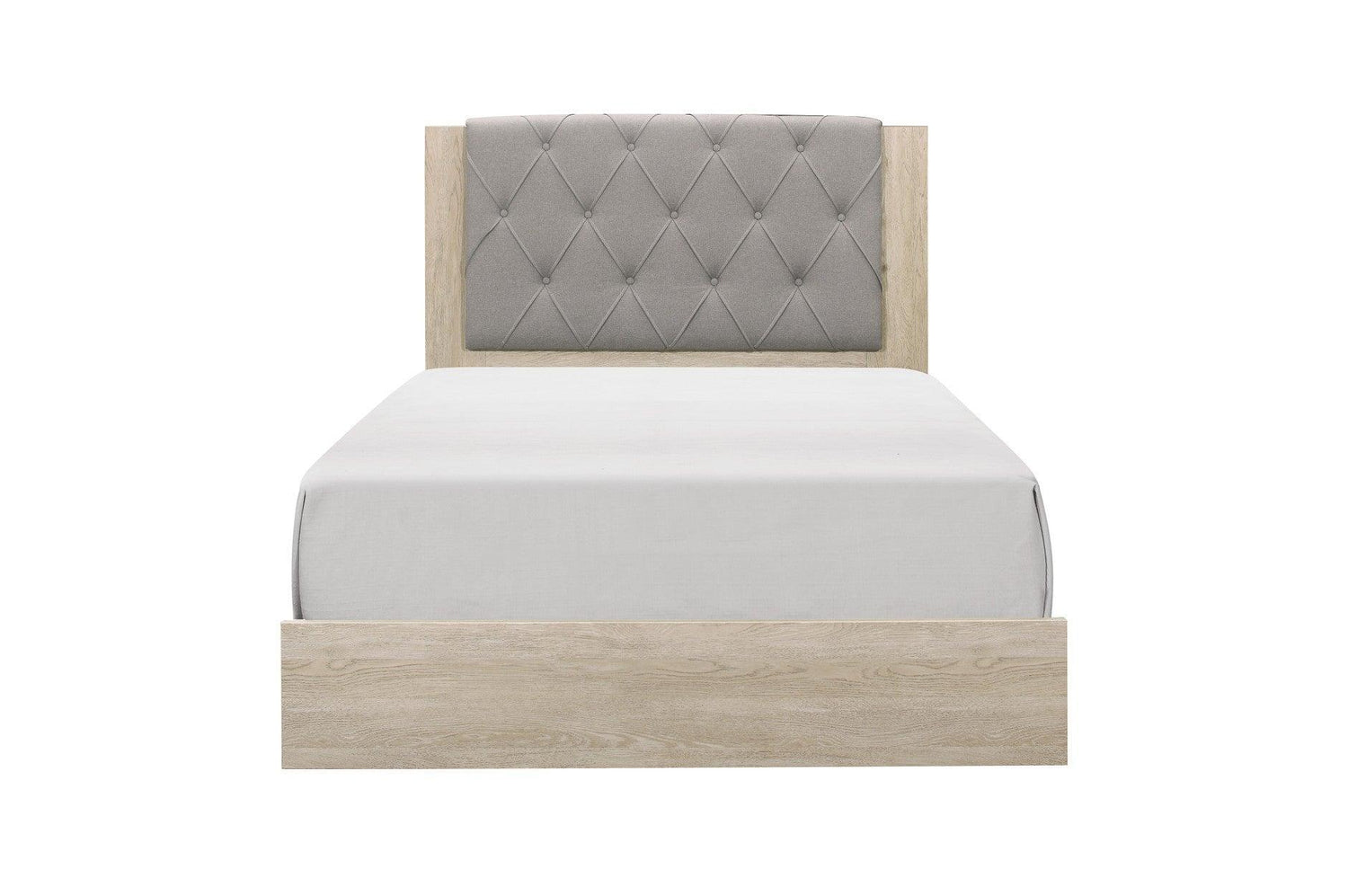 Whiting Gray Linen Modern Contemporary Solid Wood Tufted Panel Bedroom Set - Ella Furniture