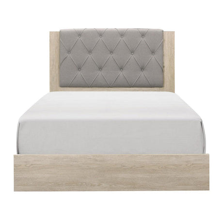Whiting Cream Wood And Engineered Wood Fabric Polyester Upholstered Tufted King Panel Bed In A Box - Ella Furniture