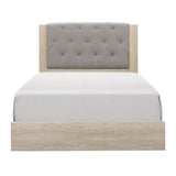 Whiting Gray Wood And Engineered Wood Fabric Polyester Upholstered Tufted Headboard Full Bed - Ella Furniture
