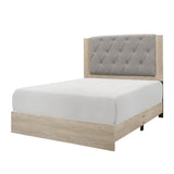 Whiting Cream Faux Wood Veneer, Wood And Engineered Wood Fabric Upholstered Tufted Youth Queen Bed - Ella Furniture