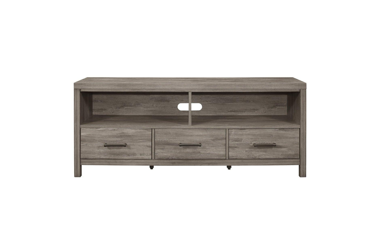 Bainbridge Gray Transitional Melamine Laminate Weathered Gray Wood Storage TV Stand - Ella Furniture