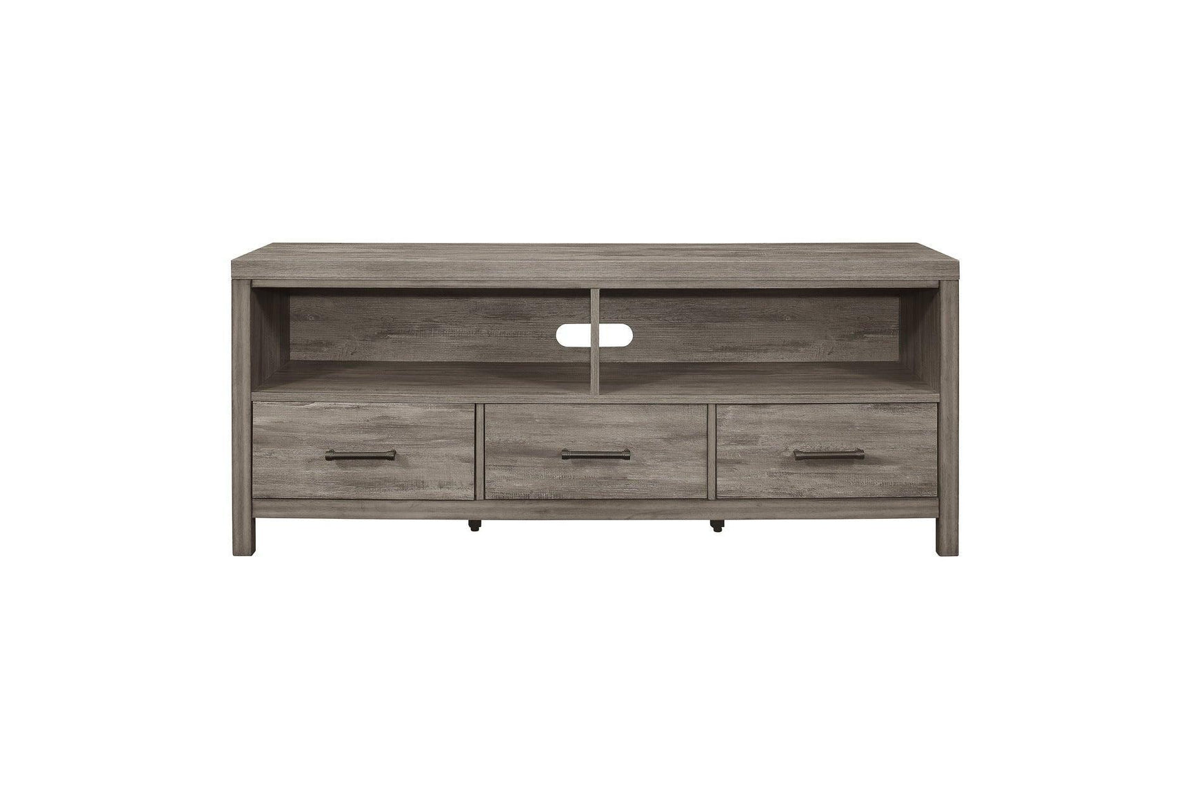 Bainbridge Gray Transitional Melamine Laminate Weathered Gray Wood Storage TV Stand - Ella Furniture