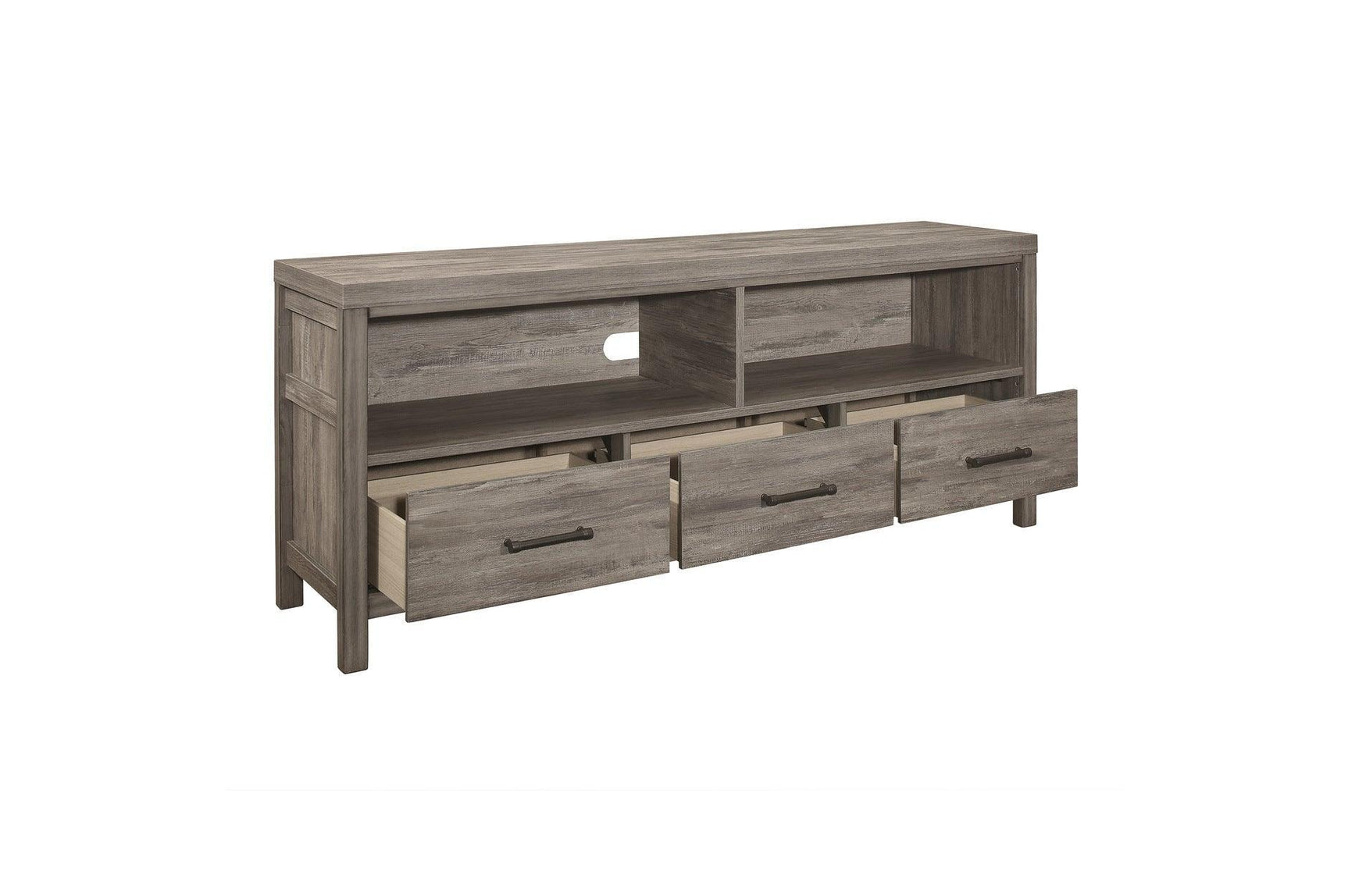 Bainbridge Gray Transitional Melamine Laminate Weathered Gray Wood Storage TV Stand - Ella Furniture