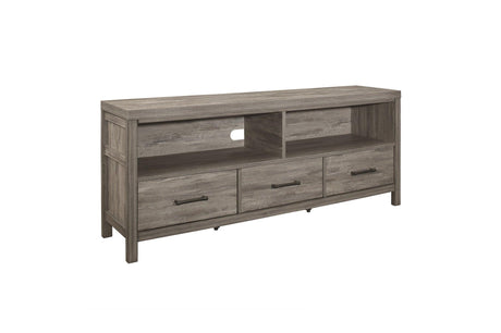 Bainbridge Gray Transitional Melamine Laminate Weathered Gray Wood Storage TV Stand - Ella Furniture