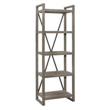 Bainbridge Weathered Gray Rustic Melamine Board Wood Bookcase with Open 5 Storage Shelves - Ella Furniture