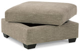 Creswell Stone Chenille Ottoman With Storage - Ella Furniture