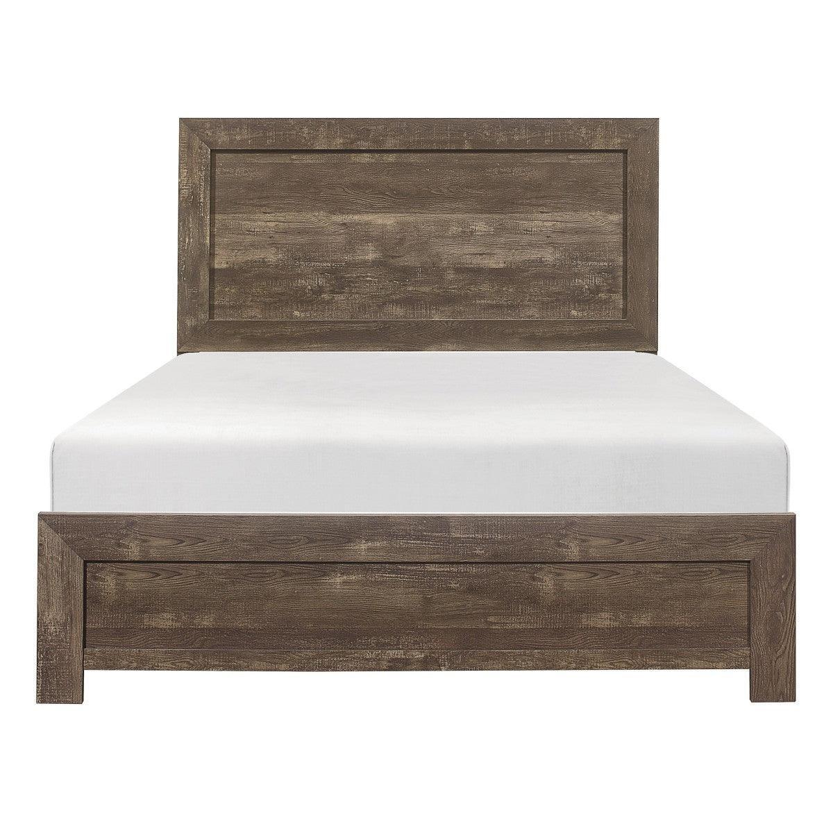 Corbin Rustic Brown Embossed Faux Wood Veneer, Wood And Engineered Wood Youth Queen Bed - Ella Furniture