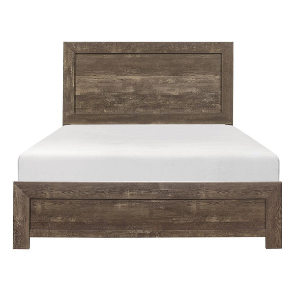 Corbin Rustic Brown Embossed Faux Wood Veneer, Wood And Engineered Wood Youth Queen Bed - Ella Furniture