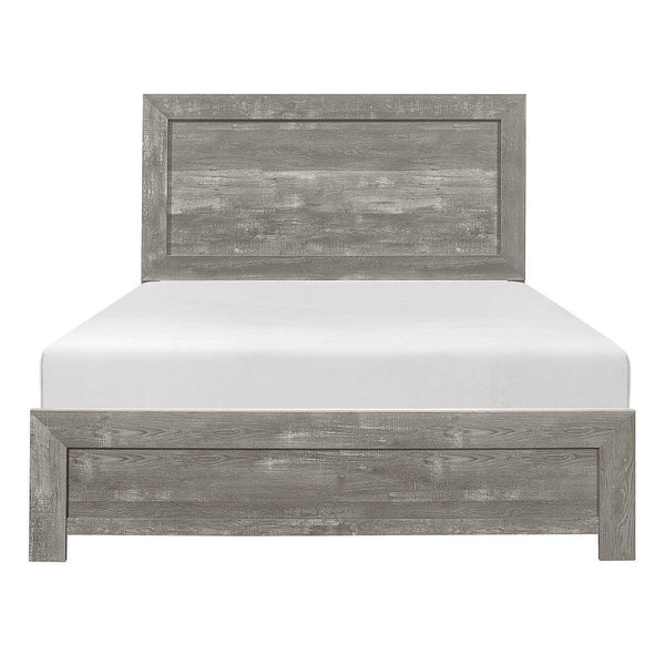 Corbin Gray Modern Rustic Faux Wood Veneer Wood And Engineered Wood King Panel Bed In A Box - Ella Furniture