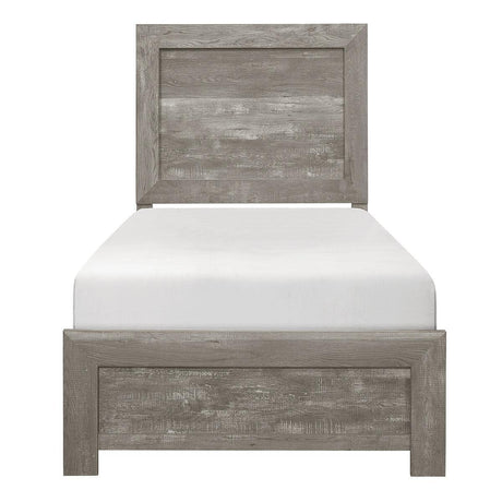 Corbin Gray Contemporary Faux Wood Veneer, Wood And Engineered Wood Youth Twin Panel Bed In A Box - Ella Furniture