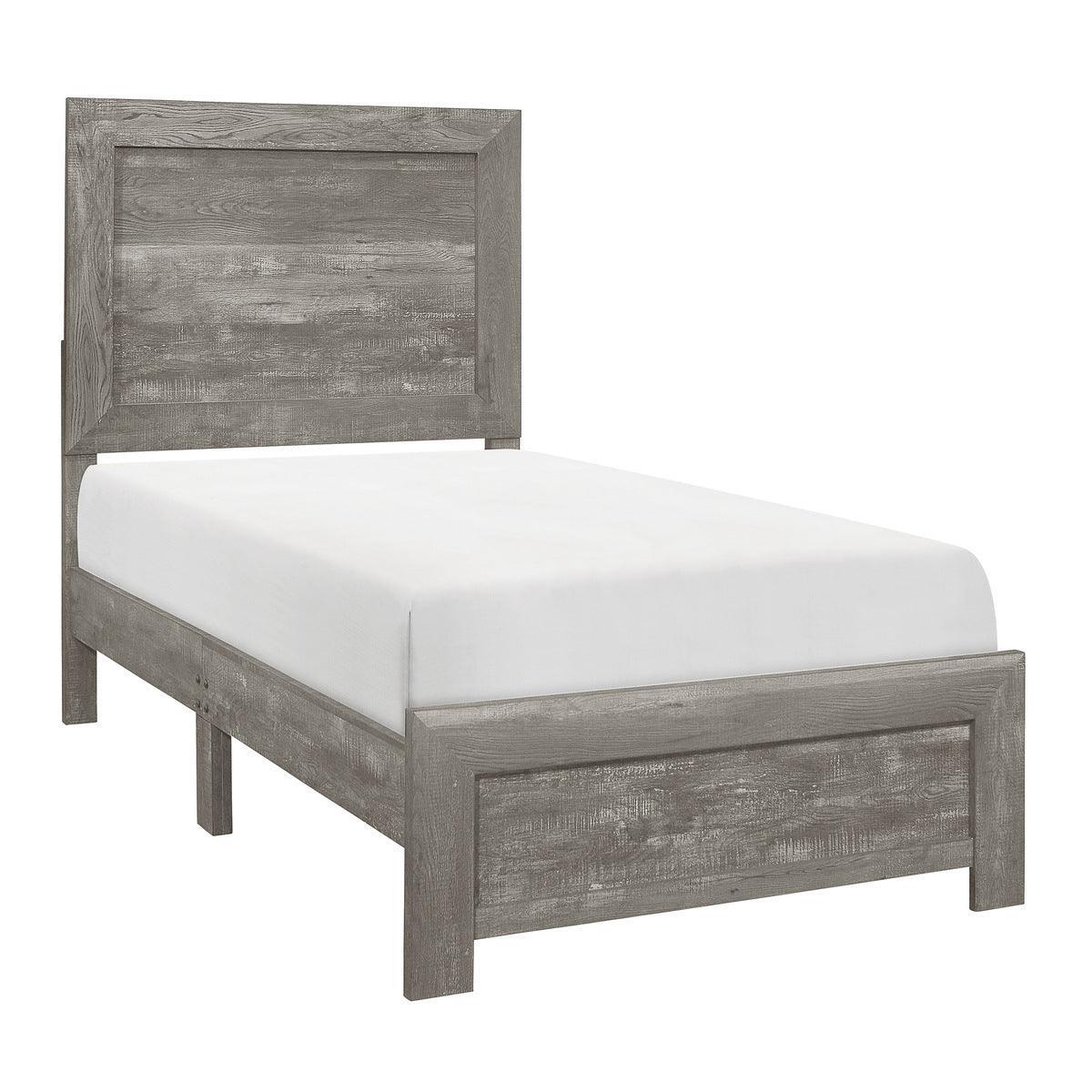 Corbin Gray Contemporary Faux Wood Veneer, Wood And Engineered Wood Youth Twin Panel Bed In A Box - Ella Furniture