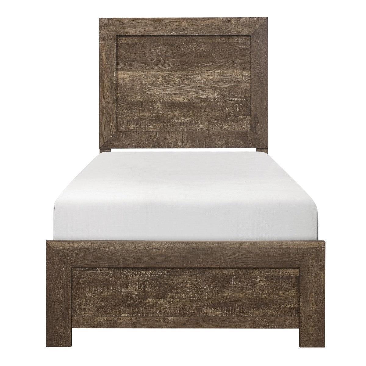 Corbin Rustic Brown Embossed Faux Wood Veneer, Wood And Engineered Wood Youth Twin Bed In A Box - Ella Furniture