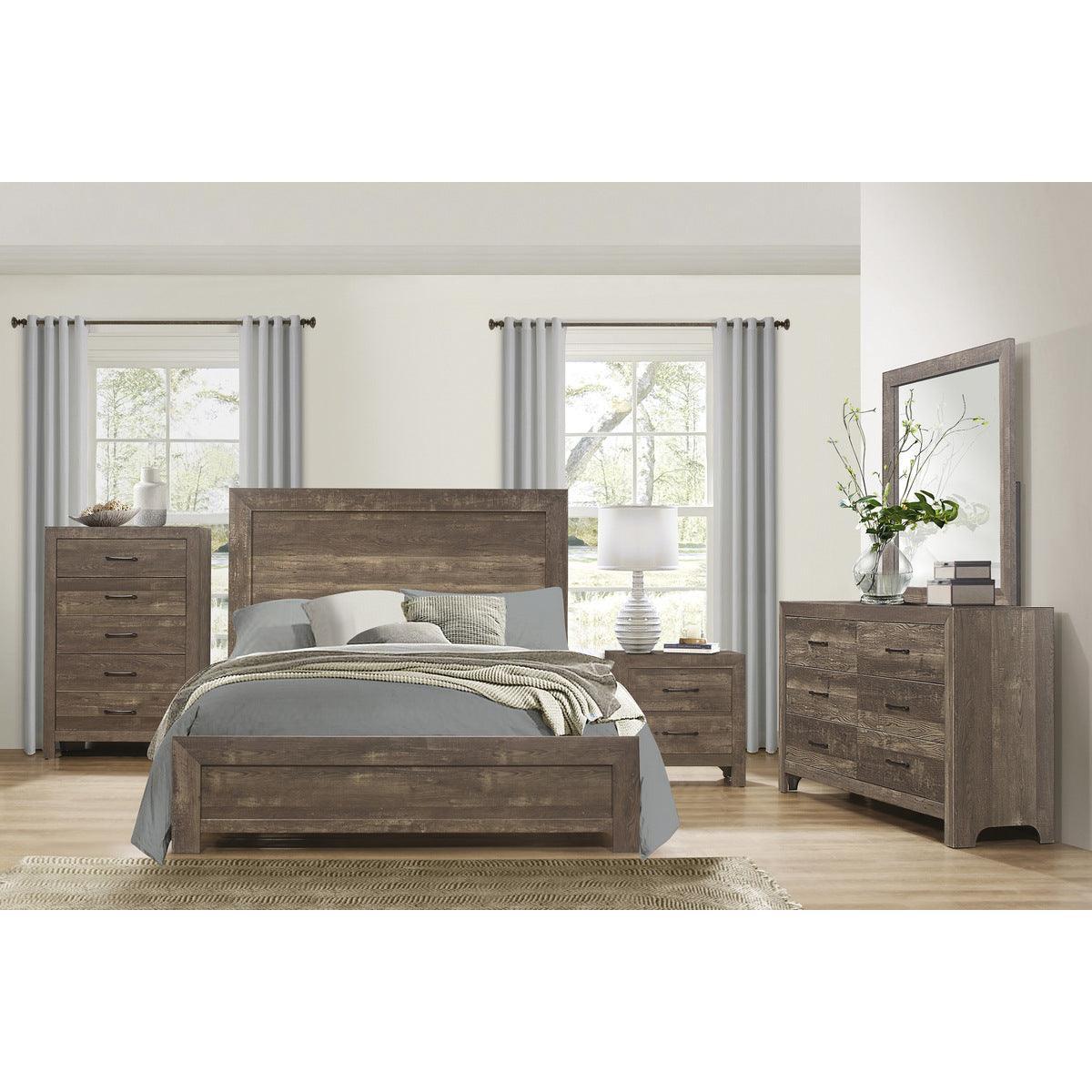 Corbin Rustic Brown Embossed Faux-wood Veneer, Wood And Engineered Wood Full Bed In A Box - Ella Furniture