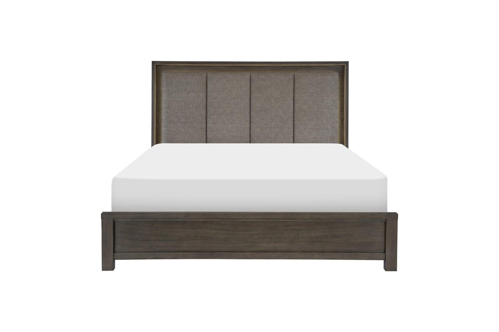 Scarlett Brownish Gray Modern Contemporary Solid Wood Fabric Upholstered Panel Bedroom Set - Ella Furniture