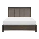 Scarlett Brownish Gray Mindy Veneer Wood And Engineered Wood Fabric Upholstered LED Queen Panel Bed - Ella Furniture