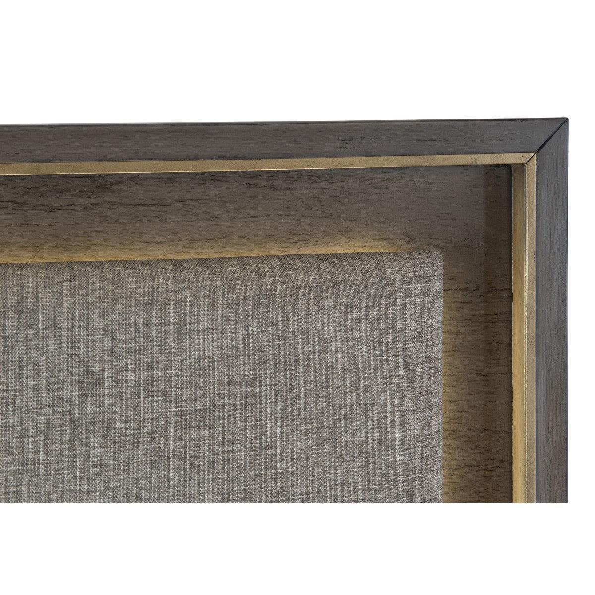 Scarlett Brownish Gray Mindy Veneer Wood And Engineered Wood Fabric Upholstered LED Queen Panel Bed - Ella Furniture