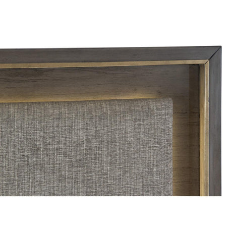Scarlett Brownish Gray Mindy Veneer Wood And Engineered Wood Fabric Upholstered LED Queen Panel Bed - Ella Furniture
