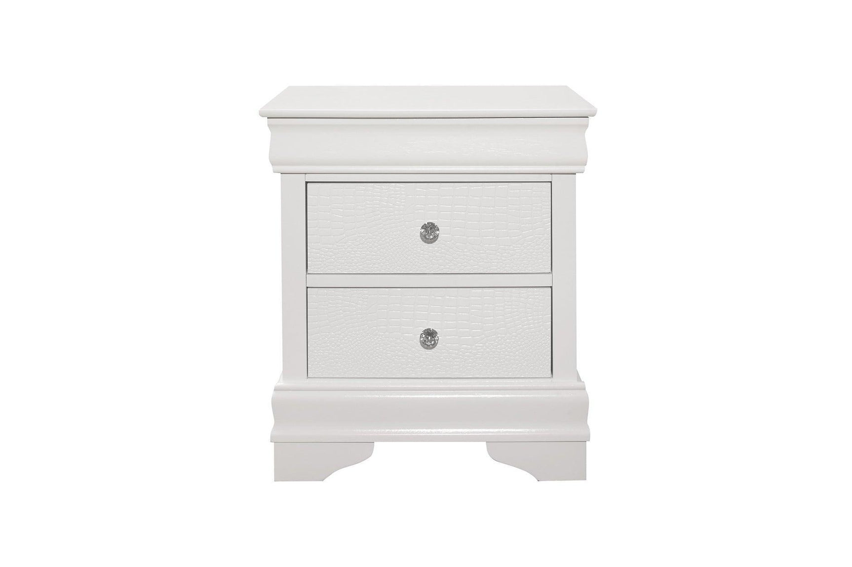 Lana White Contemporary Solid Wood Faux Leather Upholstered Tufted Youth LED Panel Bedroom Set - Ella Furniture