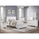 Lana White Finish Engineered Wood Faux Leather Upholstery Tufted Full Panel Bed With LED Lighting - Ella Furniture