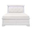 Lana White Traditional Wood, Engineered Wood Faux Leather Upholstered Tufted LED Youth Queen Bed - Ella Furniture