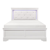 Lana White Traditional Wood, Engineered Wood Faux Leather Upholstered Tufted LED Youth Queen Bed - Ella Furniture