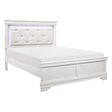 Lana White Traditional Wood, Engineered Wood Faux Leather Upholstered Tufted LED Youth Queen Bed - Ella Furniture